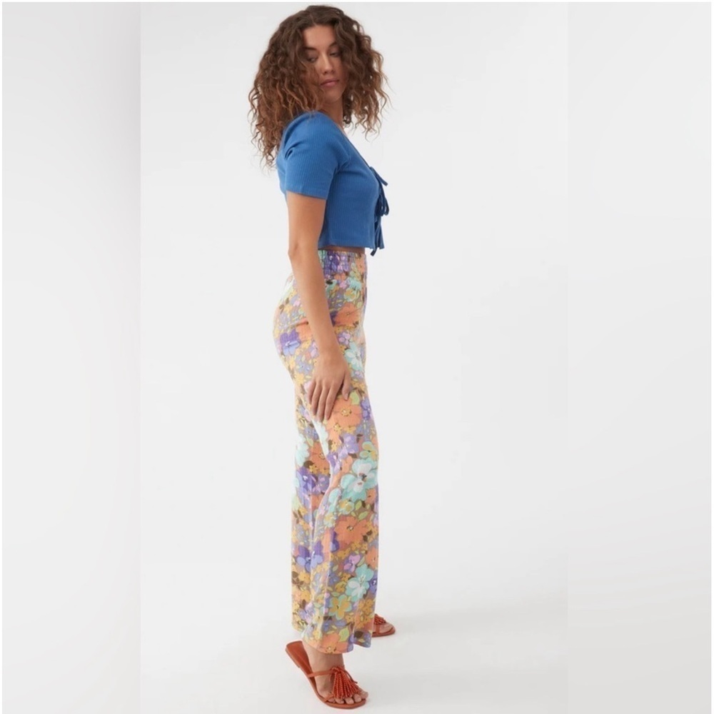 🔆O’Neill🔆 JOHNNY SAMI FLORAL BEACH PANTS WIDE LEG Elastic waist vacation - Picture 9 of 13